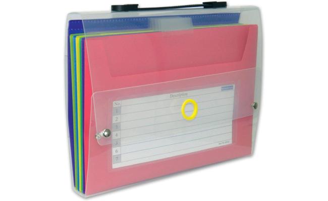 Sliding File With 7 Pockets, Clear Strip Cover